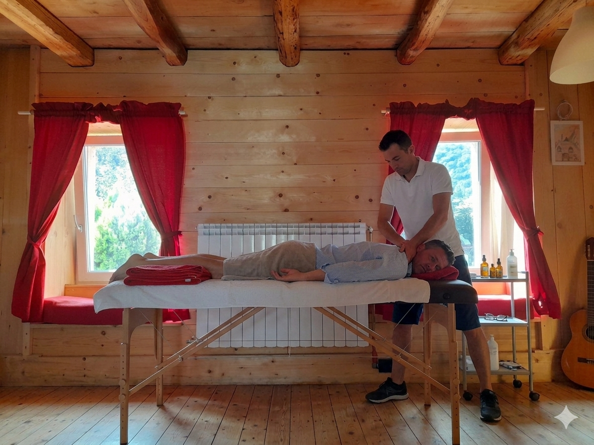 Trattamento decontratturante per collo e spalle dedicato a chi soffre di tensioni muscolari causate da lavoro sedentario o da molte ore trascorse in piedi.